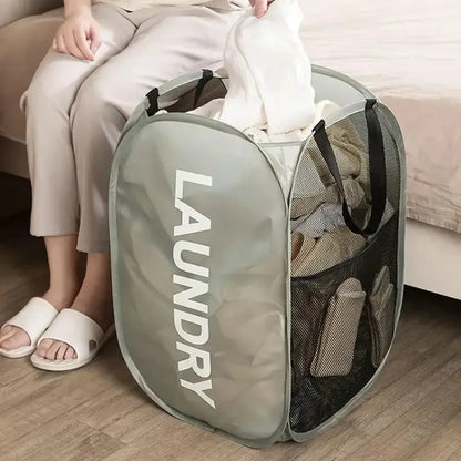 Foldable Mesh Pop-Up Laundry Basket – Large Capacity