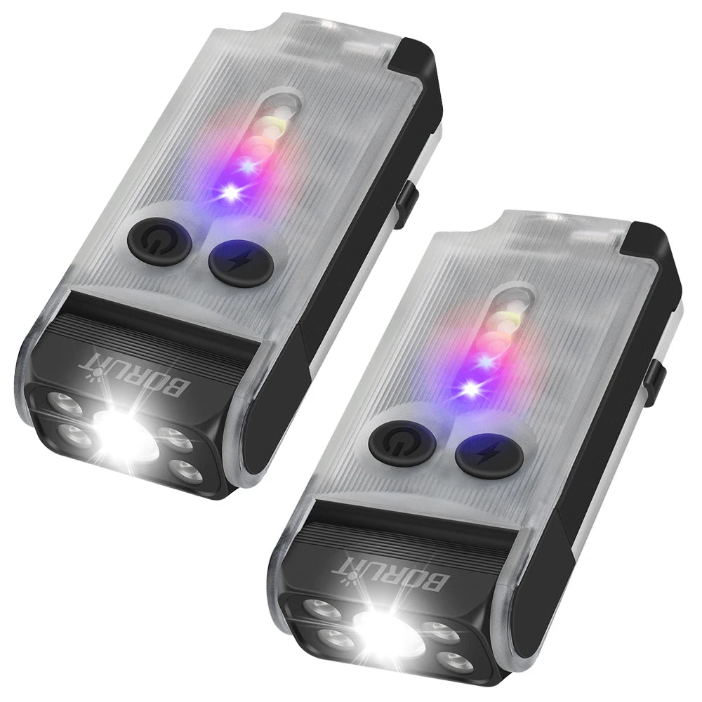 BORUiT V30 900LM UV LED EDC Flashlight Type-C Rechargeable Power Bank Work Light with Magnetic Buzzer Camping Pocket Lantern