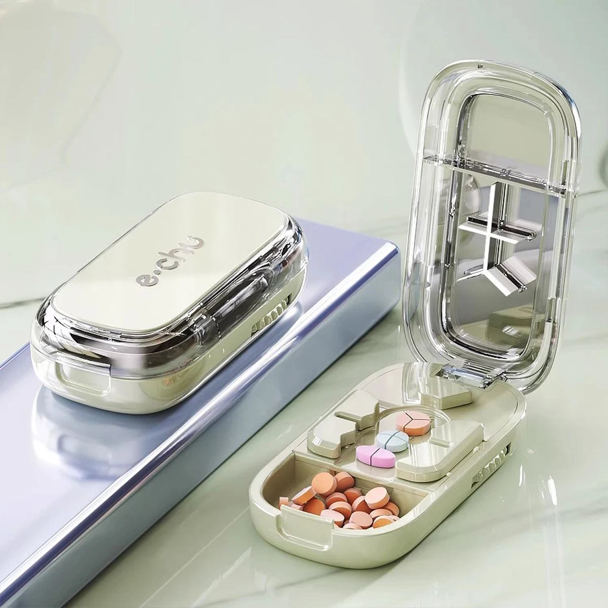 Portable Pill Splitter Pill Divider, and Pill Cutter That Can Precisely and Evenly Split Pills into Halves, Thirds, and Quarters