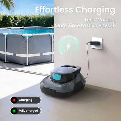 Refurbished AIPER Scuba SE Cordless Pool Cleaner Pool Vacuum with 90-Min Runtime, Smart Self-Parking, Lightweight, Pool Vacuum for Above Ground Flat Pools up to 860 Sq.ft, Starry Gray & Teal