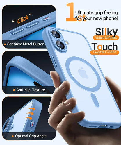 Magnetic Matte Translucent Armor Shockproof Case For iPhone 17 16 15 14 13 12 11 Pro Max Plus For Magsafe Wireless Charge Cover