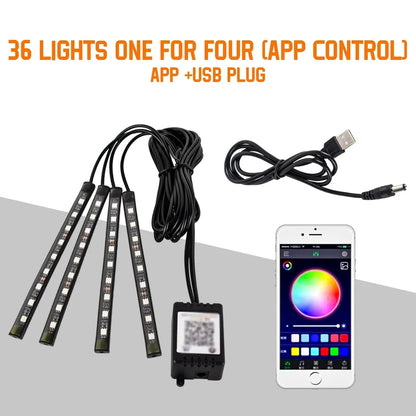 RGB Car Interior Ambient LED Light with Music Sync and App Control