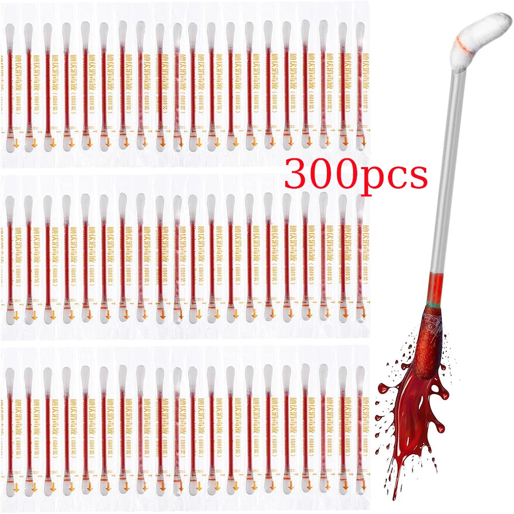 300Pcs Disposable Iodine Swab Emergency Stick Individually Packaged for Travel Outdoor Bruise Care Iodine Swab Iodine Swab