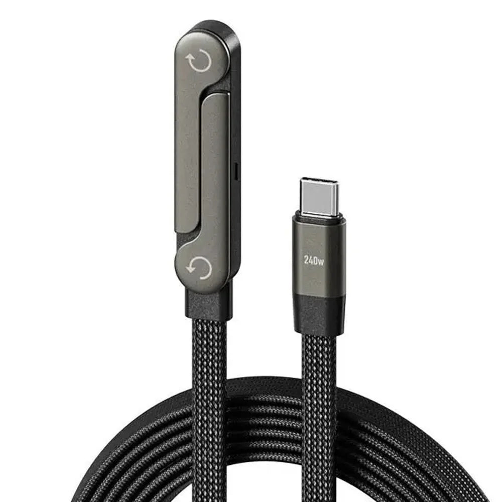 oozcc 240W Elbowed 180° Fast Charging Foldable Phone Holder,PD cable Nylon Data Sync, For iPhone 17, Samsung, Xiaomi, POCO, Tesl