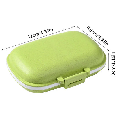 8 Grids Organizer Container For Tablets Travel Pill Box With Seal Ring Small Box For Tablets Wheat Straw Container For Medicines