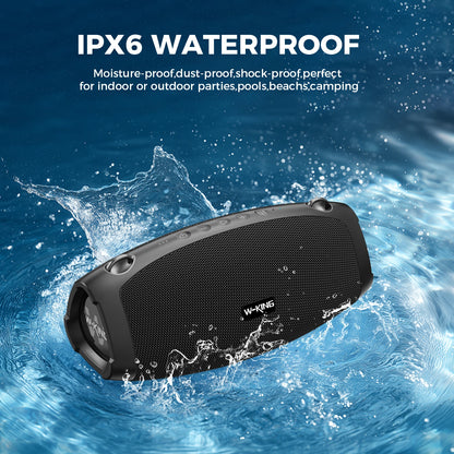 W-KING X10 Bluetooth Speaker, 120W Max Portable Loud Speakers Wireless Bluetooth Boombox, 70W IPX6 Waterproof Outdoor Party Large Big Speaker, Triple Passive Radiator/Subwoofers*2-Deep Bass/42H/TF/AUX/EQ