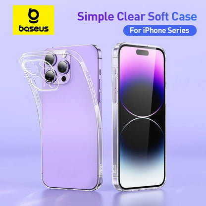 Baseus Clear TPU Case for iPhone 17 16 15 14 13 12 Pro Max Plus Air Soft Transparent Phone Cover Soft Thin Protective Case