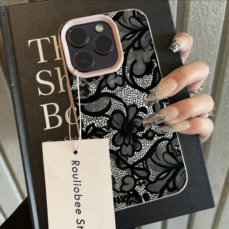 Black Lace Pattern Shockproof iPhone Case