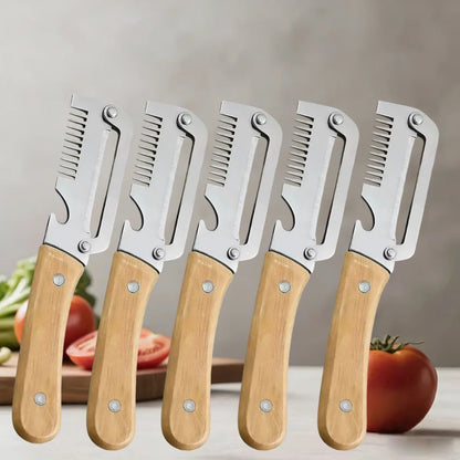 Kitchen Peeler Stainless Steel Vegetable Peeler with Wooden Handle for Peeling and Slicing Fruits and Vegetables Kitchen Tool