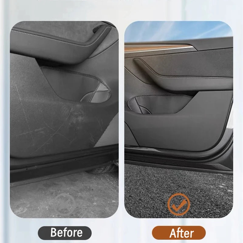 Car Door Anti-Kick Pad For Tesla Model Y Juniper 2025 Leather Sticker Trim Kit Side Door Protector Cover Car Interior Decoration