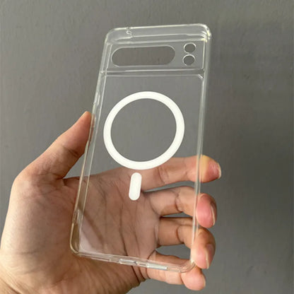 Clear Shockproof PC+TPU Magsafe Case For Google Pixel 10 9 Pro XL 8 7 6 Pro 9a 8a 7a 6a Frosted Magnetic Wireless Charging Cover