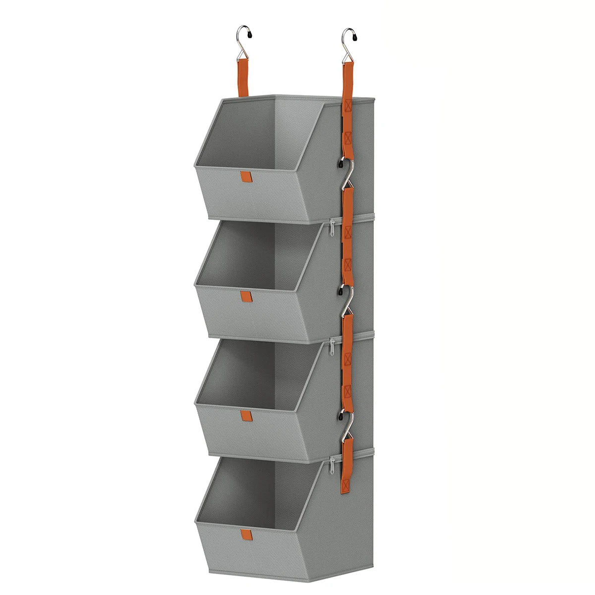 Hanging Closet Organizer 4 Tier - Clothes Hanging Shelves, Space-Saving Closet System, Storage Bins Bedroom Organization