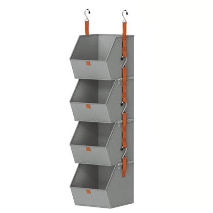 Hanging Closet Organizer 4 Tier - Clothes Hanging Shelves, Space-Saving Closet System, Storage Bins Bedroom Organization
