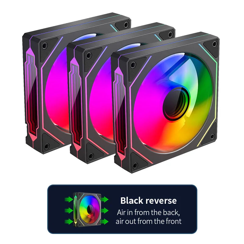 TEUCER LJ-4Pro Computer Case Fan ARGB Mirror Cycle 120mm 4Pin PWM PC Quiet Cooling Fan Low Noise Chassis Fan