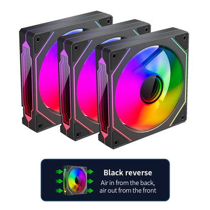 TEUCER LJ-4Pro Computer Case Fan ARGB Mirror Cycle 120mm 4Pin PWM PC Quiet Cooling Fan Low Noise Chassis Fan