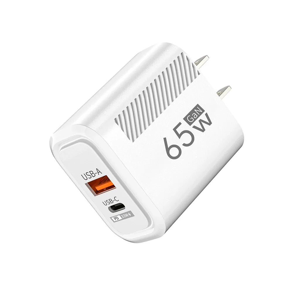 Toatal 65W GAN USB C Charger Fast High Speed Charging Quick Charge For iPhone 15 Xiaomi Samsung USB C Mobile Phone Wall Adapter