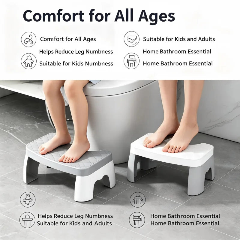 Slip Resistant Water-proof Potty Foot Stool Ergonomic Raised Footrest Stable Frame Household Washroom Auxiliary Tool Suitable Fo