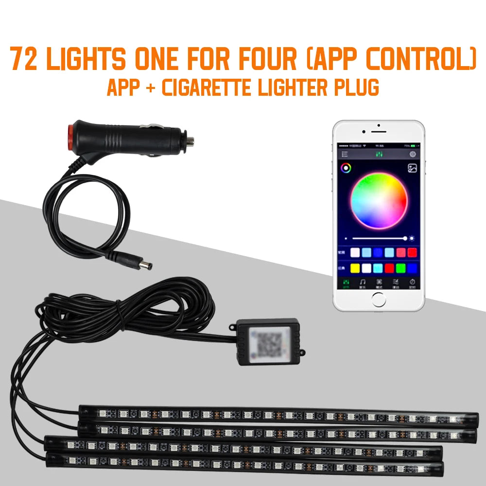 RGB Car Interior Ambient LED Light with Music Sync and App Control
