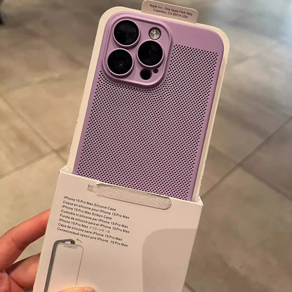 New Honeycomb Heat Dissipation Phone Case For iPhone 16 15 14 13 17 Pro Max Plus Cooling Breathable Solid Color Shockproof Cover