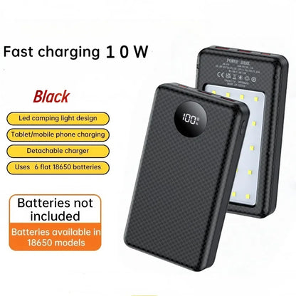 6*18650 20000mAh Power Bank Case 22.5W Fast Charging 15W Wireless Charging Mobile Power Bank Housing Battery Holder For Phone