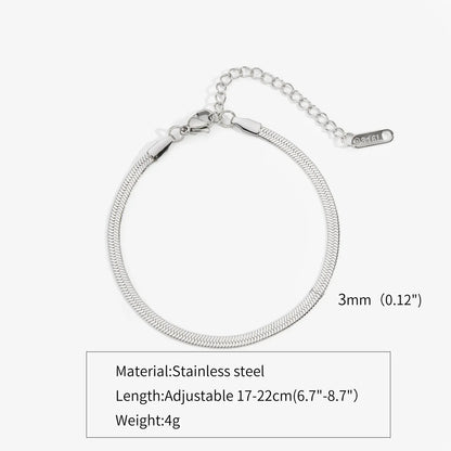 2-5MM Stainless Steel Snake Chain Bracelet - Gold Color Waterproof Bangle