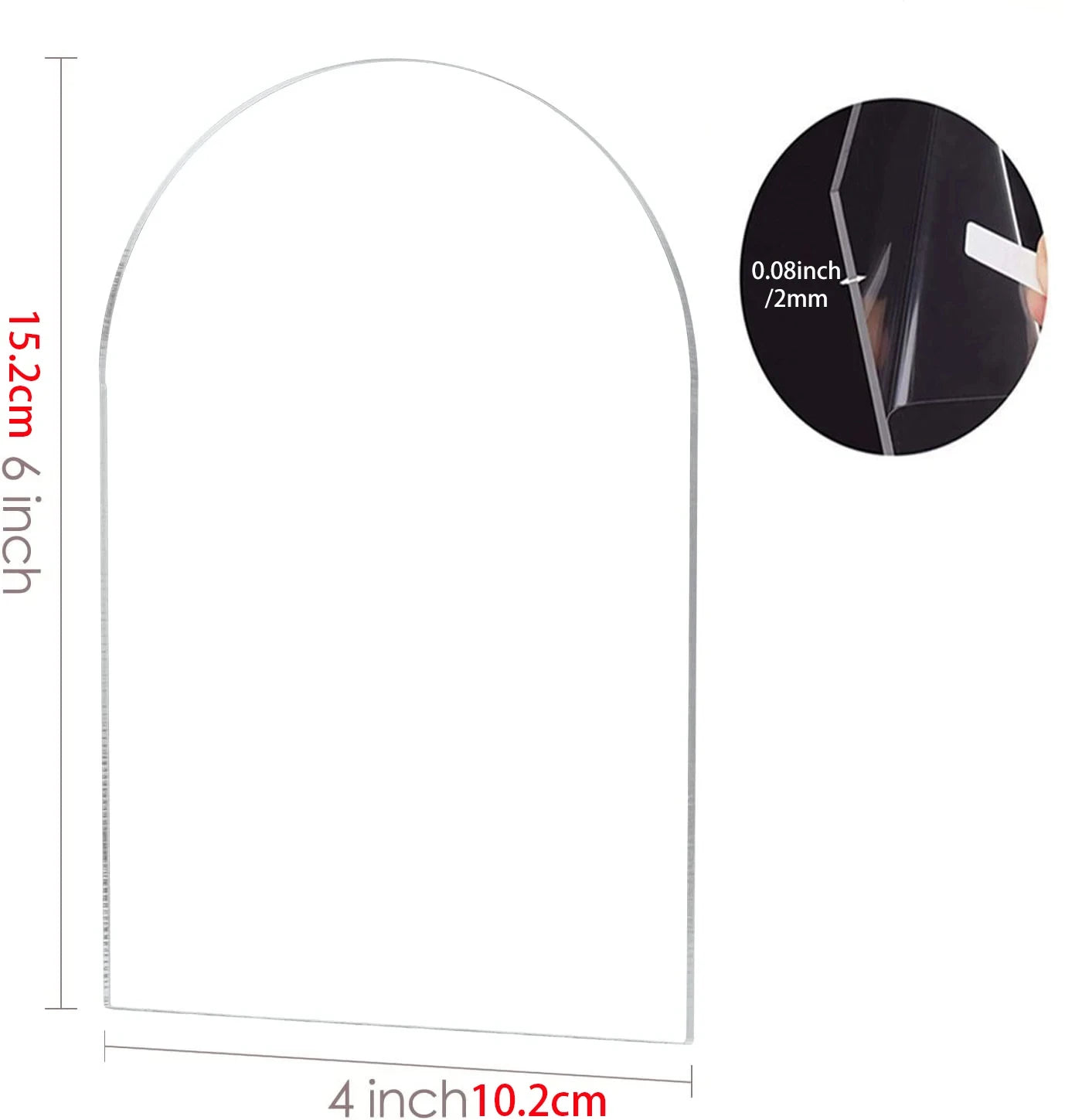 Clear Arch/Rectangular Acrylic Sheet Board for DIY Craft Signage Display Projects Picture Frame Wedding Place Card Decor Sign