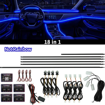 18IN1 Full Color Streamer Car Ambient Lights RGB 64 Color Universal LED Interior Hidden Acrylic Strip Symphony Atmosphere Lamp