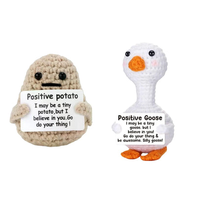 New Positive Energy Potato Hug Pocket Mini Handmade Plush Wool Knitting Doll with Card Funny Christams Gift Home Room Decoration