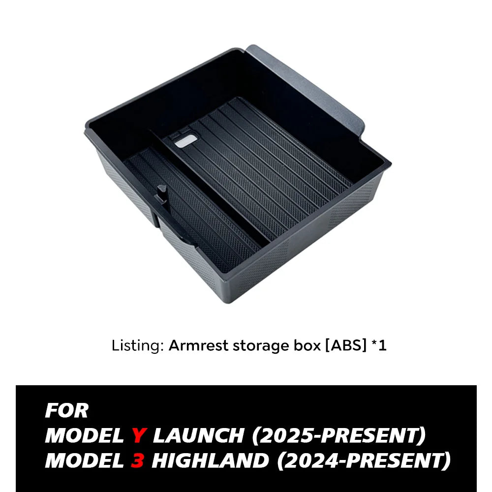 TEKSY 1/2/3/4/6/7/8pcs For Tesla New Model Y 2025 2026 Juniper ABS with Silicone Non-slip Mat Console & Armrest Storage Box