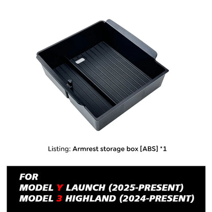 TEKSY 1/2/3/4/6/7/8pcs For Tesla New Model Y 2025 2026 Juniper ABS with Silicone Non-slip Mat Console & Armrest Storage Box