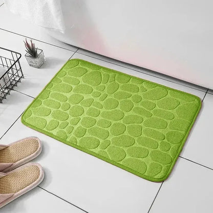 Microfiber Embossed Pebble Bath Mat – Anti-Slip Floor Rug