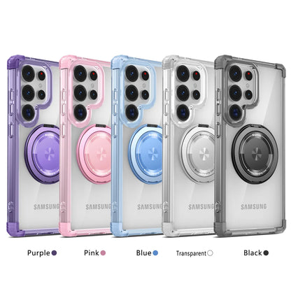 Rotating Magnetic Folding Stand Transparent Phone Case for Samsung S26 S25 Edge S24 S23 Plus FE S21 Ultra Armor Shockproof Cover