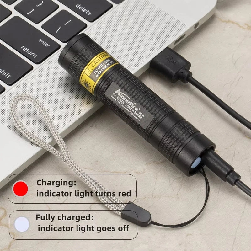 365nm Mini UV Led Blacklight Flashlight Usb Rechargeable Nail lamp Pet Stain Leakage Marker Ore Money Scorpion Detection Lights
