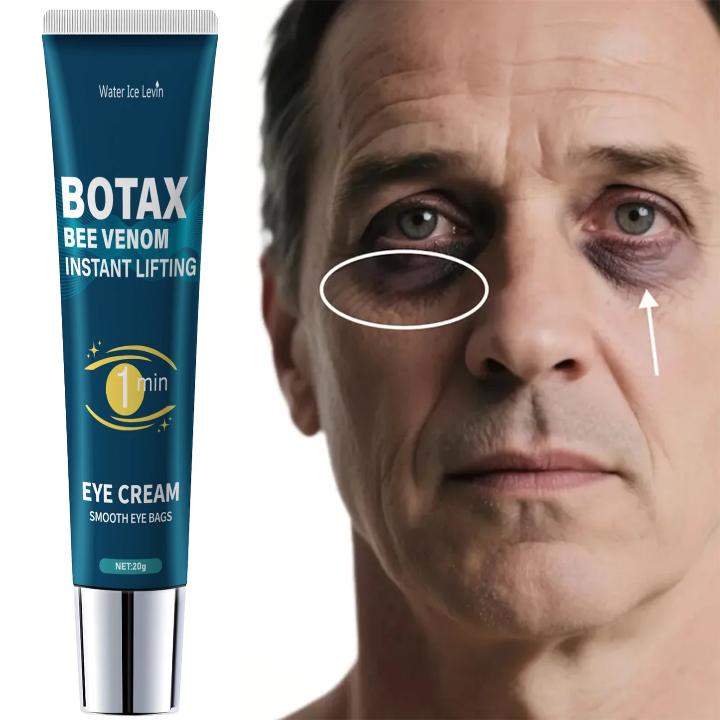 Eye Tightening Gel, Reduces Fine Lines, Contains Caffeine, Retinol, and Hyaluronic Acid, Moisturizes and Tightens the Skin, Alcohol-Free