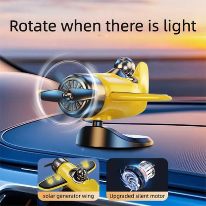 Solar Powered Rotating Airplane Car Dashboard Ornament 360° Auto Spin Decor Airplane Ornaments Car Interior Decoration