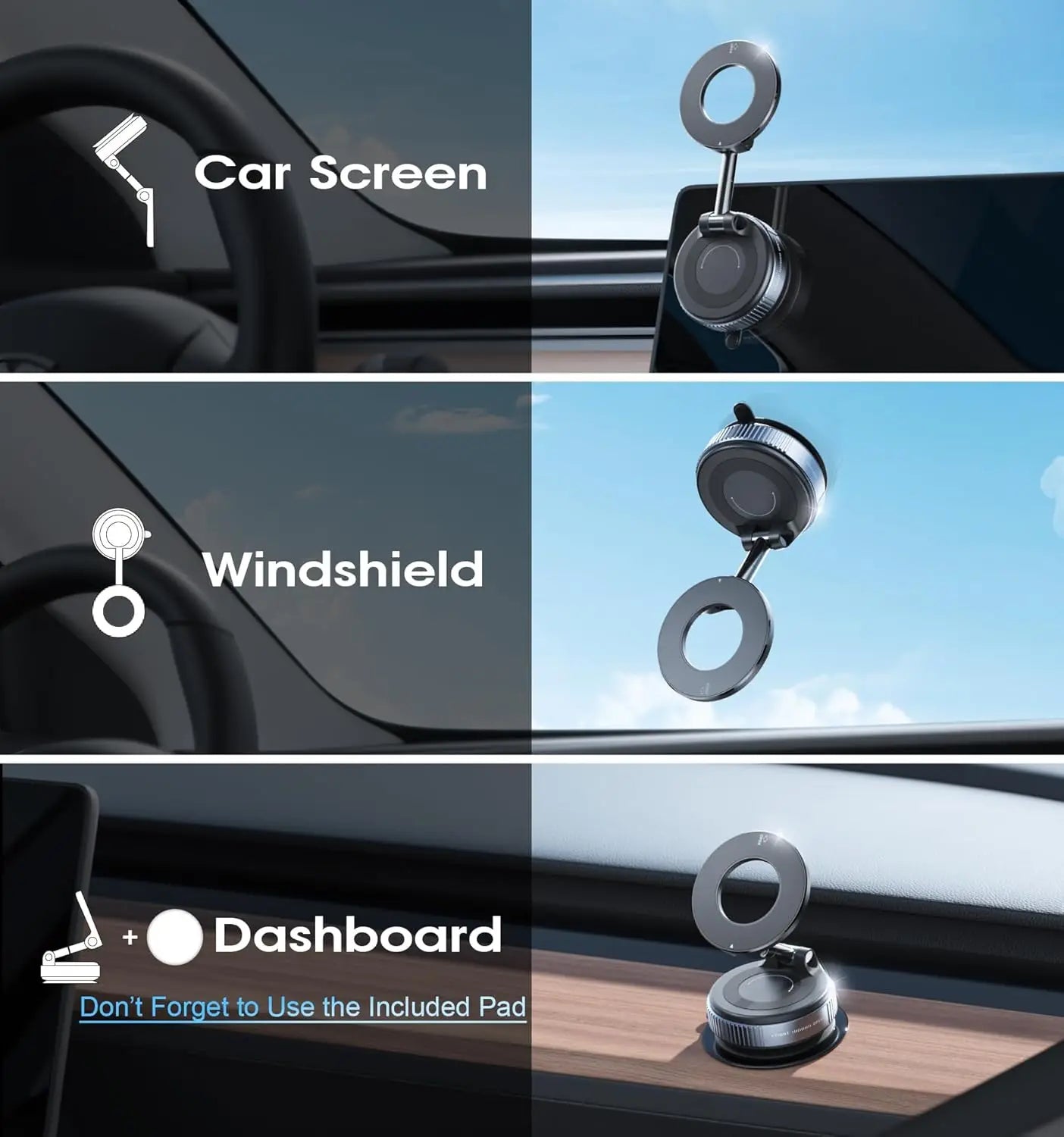 Vacuum Magnetic Universal Holder Magsafe Suction Cup Phone Holder 360 ° Adjustable Magnetic Phone Holder Foldable Pocket Size