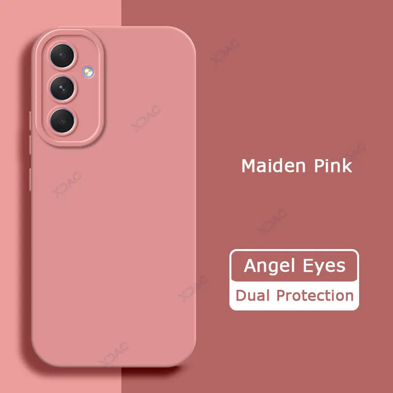 Luxury Angel Eyes Phone Case for Samsung Galaxy A54 5G Square Liquid Silicone Back Cover SamsungA54 360 Shockproof Fashion Coque