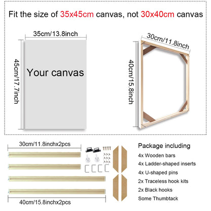 Various Sizes Canvas Frame Wooden Frames Natural Wooden Photo Oil Painting Canvas Diamond Painting Frames Canvas Wood Wall Frame