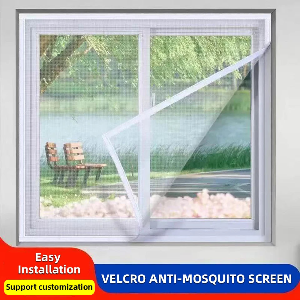 White Custom Size Self-adhesive Anti-mosquito Window Screen Summer Insect-proof Reusable Door Window Mesh Home Protection Mosqui