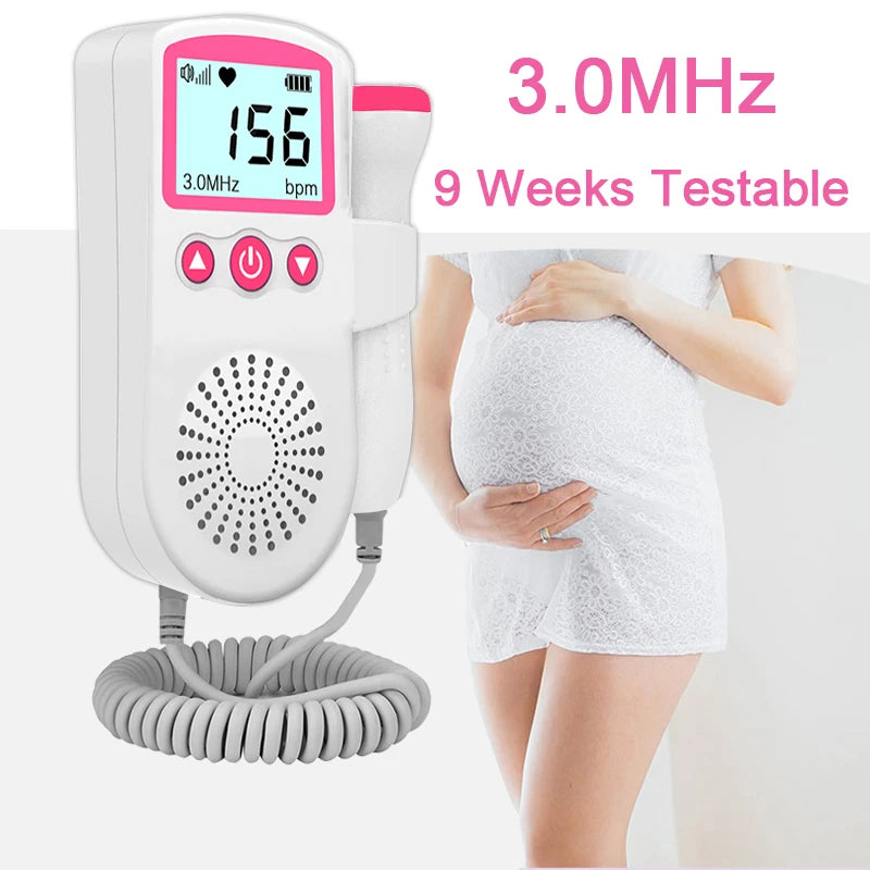 3.0 Fetal Doppler Hand-held Pocket Portable Sound Baby Heart Pregnancy Ultrasound Fetal Detector Machine Baby Heart Rate Monitor