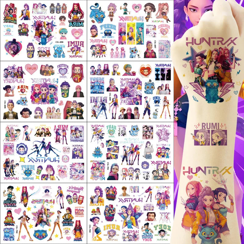 Hot K-pop Birthday Party Favors Cartoon Kids Gift -Reusable Straw Stamp sticker Bracelet Keychain Pin Badge Game Reward Souvenir