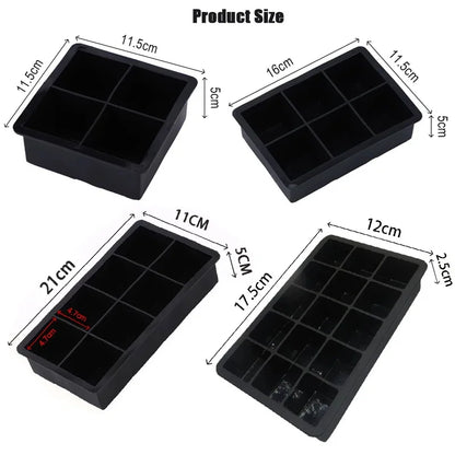 SoftAura 4/6/8/15/160 Grid Large Silicone Ice Cube Tray Food Grade Jumbo Ice Maker Mold Square Ice Tray for Home Kitchen DIY