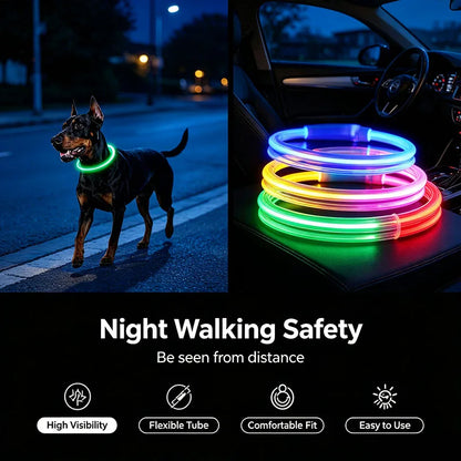 C 1pcs USB Type-C Rechargeable Pet Glowing Collar Dog LED Light Collar Luminous Anti-Lost Dog Collar Dog Necklace Collar