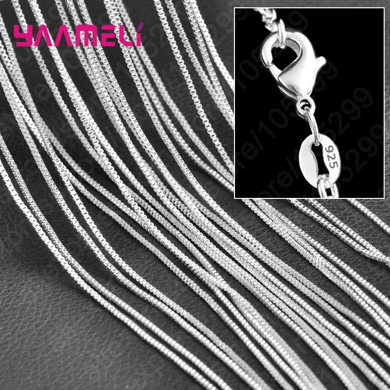 10PCS Wholesale Pure 925 Sterling Silver Charm Link Chain Necklace Jewelry with Strong Smooth Lobster Clasps 16-30 Inches