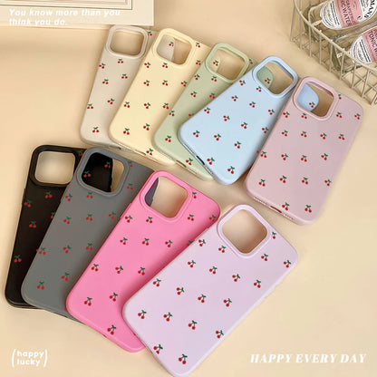 For iPhone 17 16 15 14 13 12 11 Pro Max Case Cute Cartoon Cherry Graphic Silicone Phone Cover For iPhone 15 16 Plus Soft Fundas