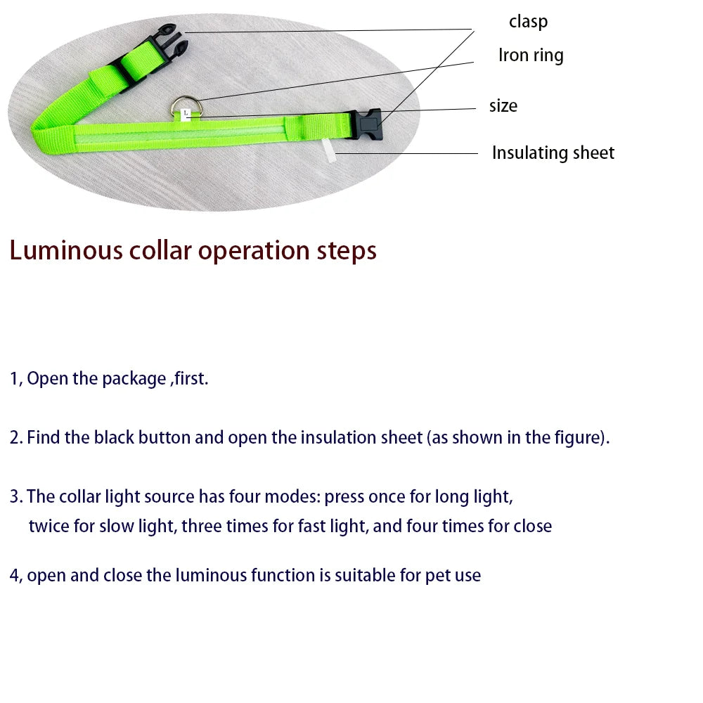 LED Glow-in-the-Dark Nylon Dog Leash for Night Safety