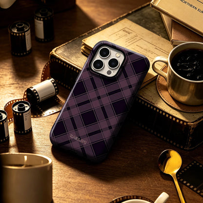 Purple Tone Stripe Heart Bumper Case Dual Layer for iPhone 17 16 15 14 Plus 13 Pro Max Shockproof Hard PC Cover