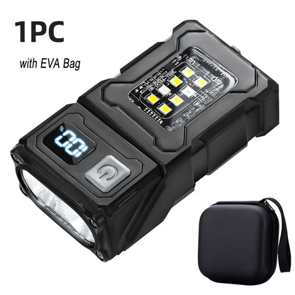 MINI USB Rechargeable LED Flashlight Portable Tail Magnet Work Light Super Bright Camping Lantern Side COB Emergency Torch Light