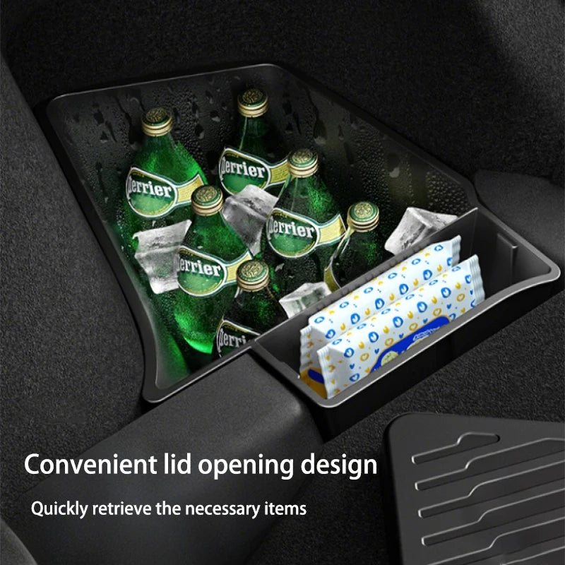 For Tesla Model Y Juniper 2026 2025 Trunk Side Storage Box Rear Trunk Organizer Flocking Mat Partition Anti-dirty Accessories