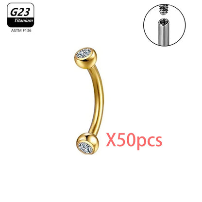 G23 Titanium Eyebrow Piercing Jewelry with Zircon – 1/5/50pcs Wholesale